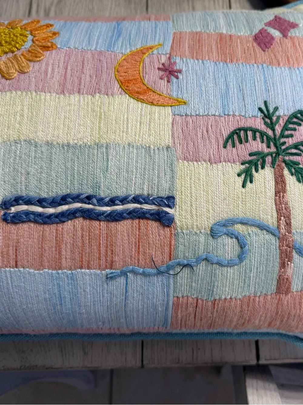 World market Embroidered evil eye celestial rainbow throw Pillow Multicolor NWOT